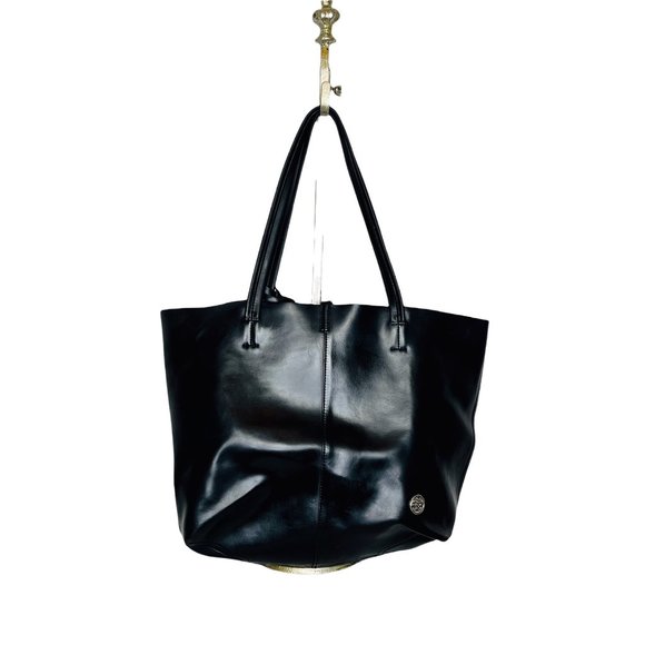 Vince Camuto Leila Perforated Leather Shopper Tote Bag Black 18.5” x 12.5” EUC - Picture 6 of 12